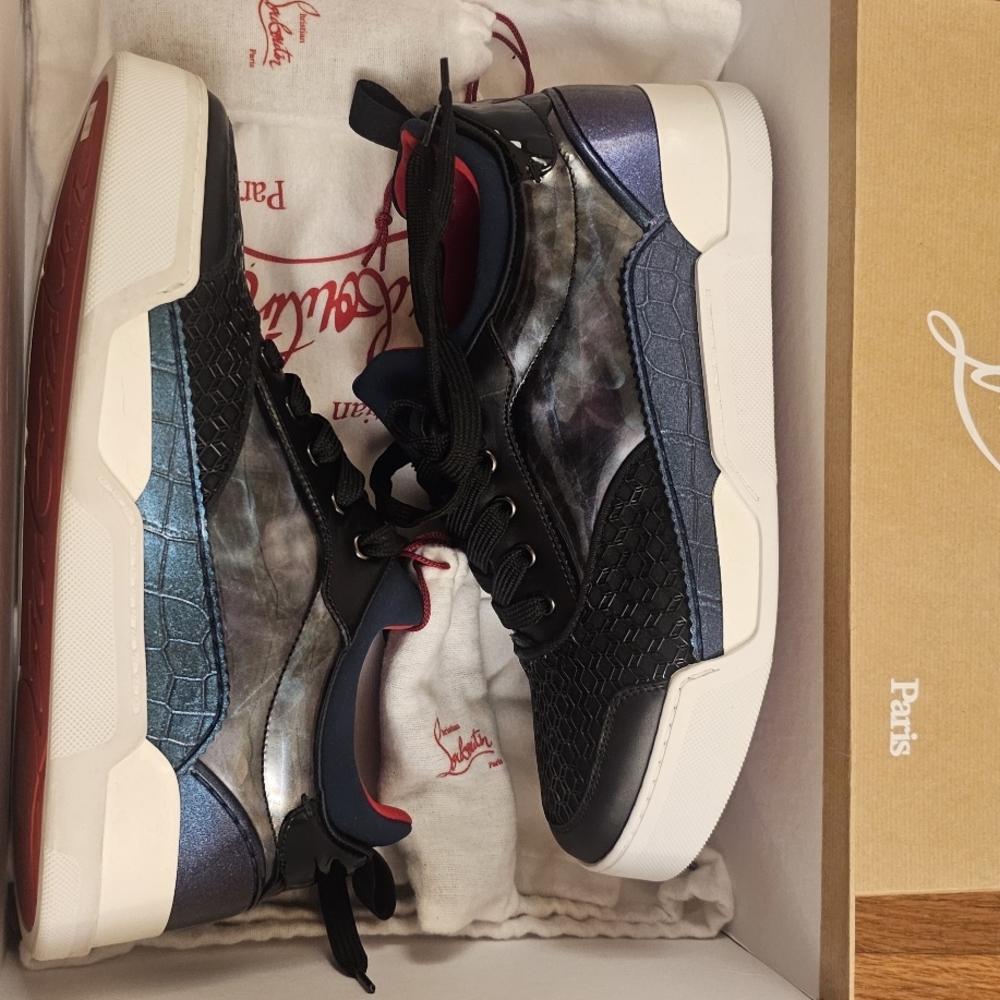 Christian Louboutin Men's Black and Blue-Green Sneakers